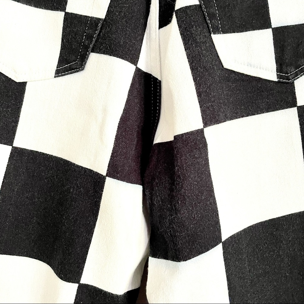 Vintage 90s Versace B&W Checkerboard Orchids Pants - 28 - Picture 6 of 9